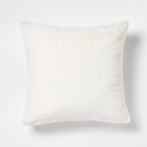 Threshold faux rabbit fur square throw pillow - Picture 1 of 6